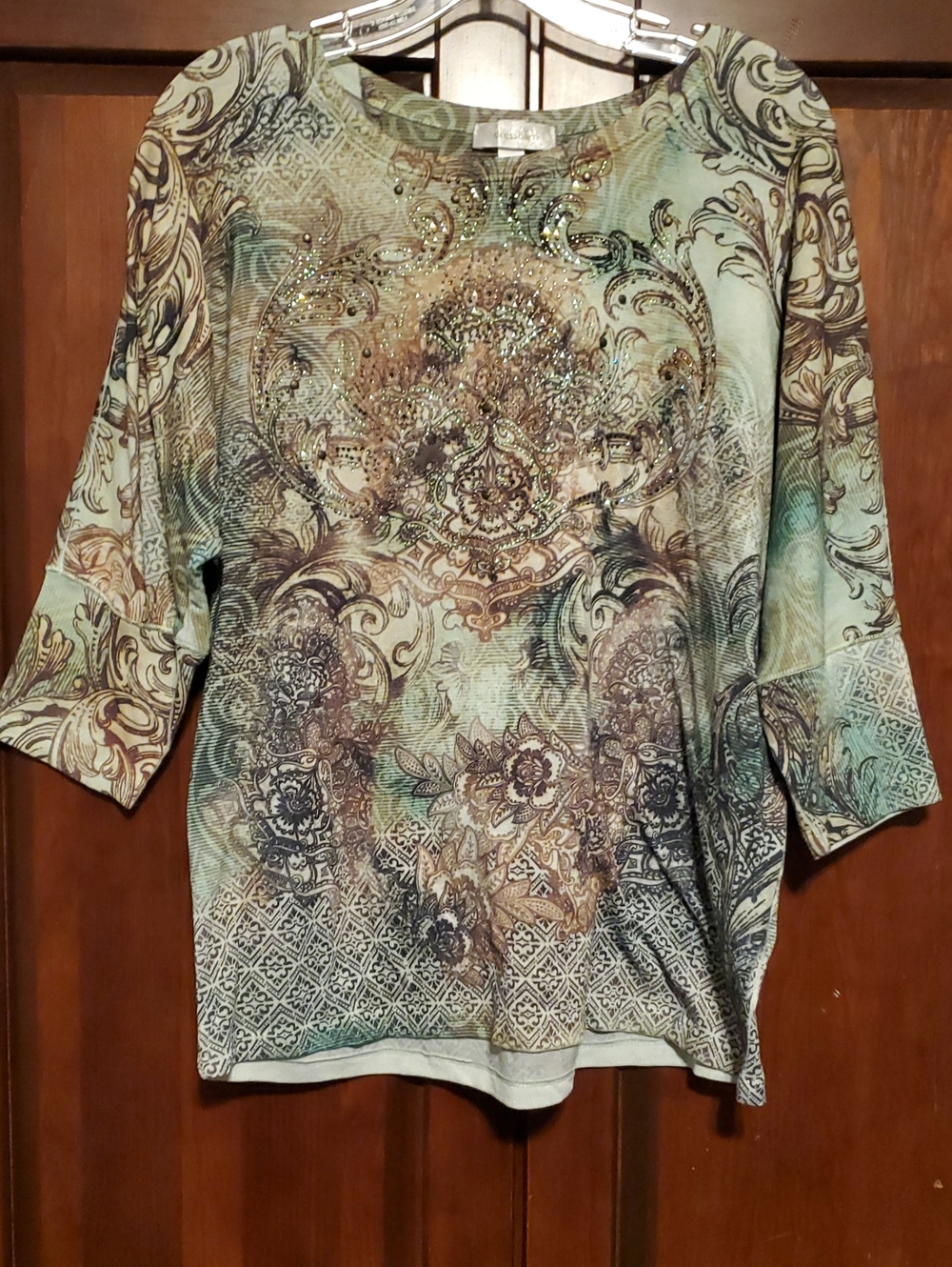 Dressbarn Scoop Neck Embellished Top Women's Large